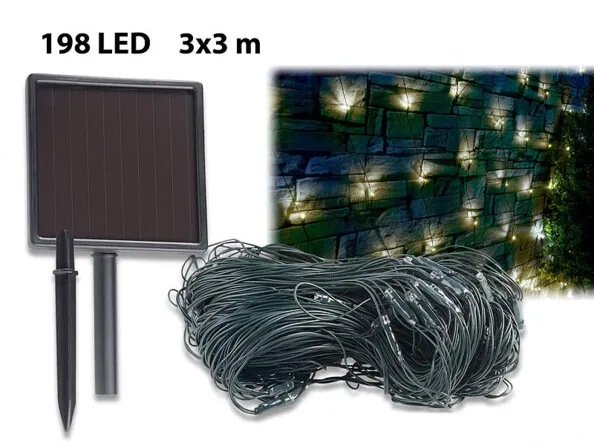 Filet décoratif pour jardin et mur avec LED et alimentation solaire | Guirlandes 
