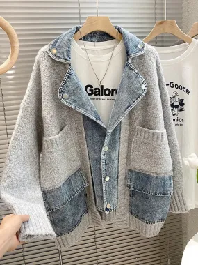 Mila Splicing Denim Vest - légant et tendance