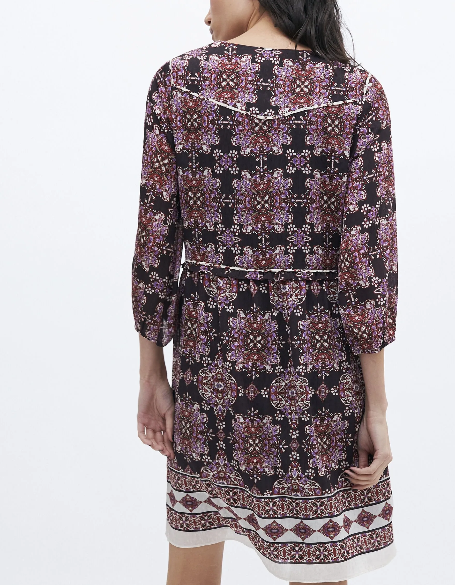 Robe courte imprimé bohème femme