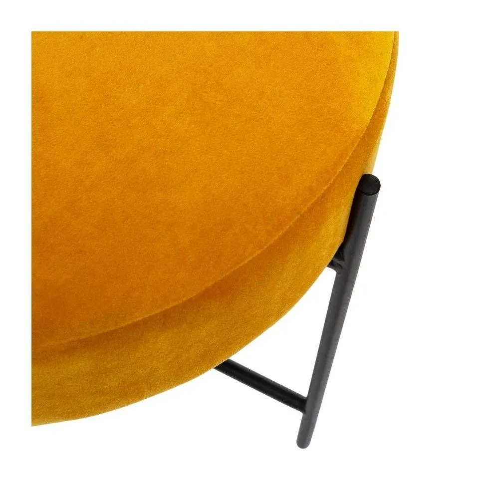 Tabouret en velours ocre et pieds en métal